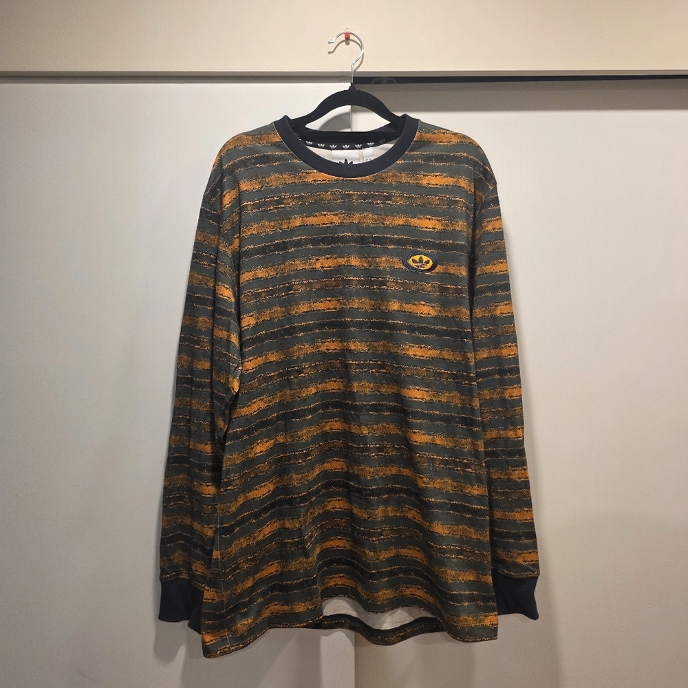 Adidas Originals Striped Long Sleeve Shirt Trefoil Patch M